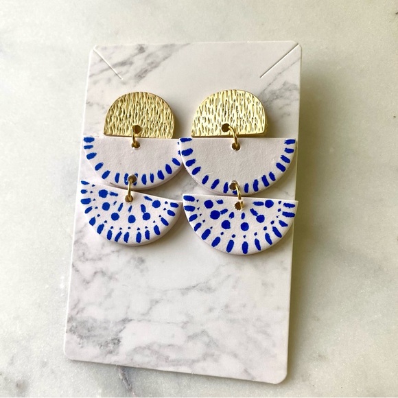 Handmade hand painted polymer clay earrings - Picture 2 of 4